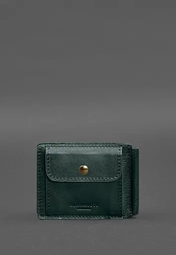 Кожаное портмоне 13.0 зажим зеленый краст - фото 9