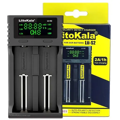 Зарядний пристрій для акумуляторів Ni-Mh/Li-ion/LiFePo4 — Liitokala Lii-S2 2 канали USB-порт - фото 1