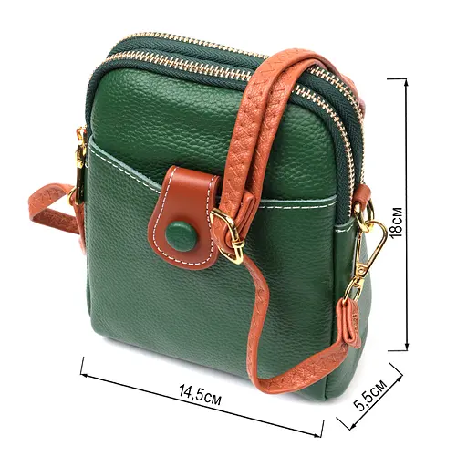 Сумка трапеция для женщин Vintage из натуральной кожи 14.5х18х5.5 см sum0028985 - фото 3