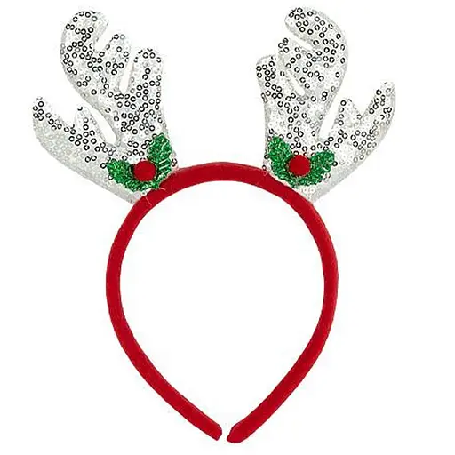 Обідок новорічний "Оленячі ріжки" Bambi 2511(Silver) 16,5х14,5 см - фото 1