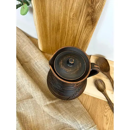 Кувшин 2.5 литра керамический (глиняный) резной с ручкой Колосок - фото 8