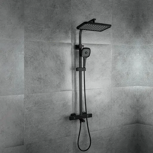 Душевая система с термостатом Gappo G2491-56, излив - переключатель на лейку 3 режима, Черный матовый - фото 2