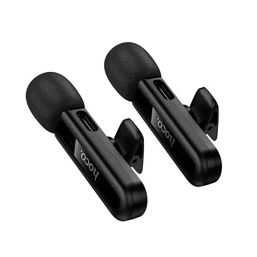 Мікрофон Hoco L20A Fair dual-mic wireless microphone iP/Type-C чорний - фото 2