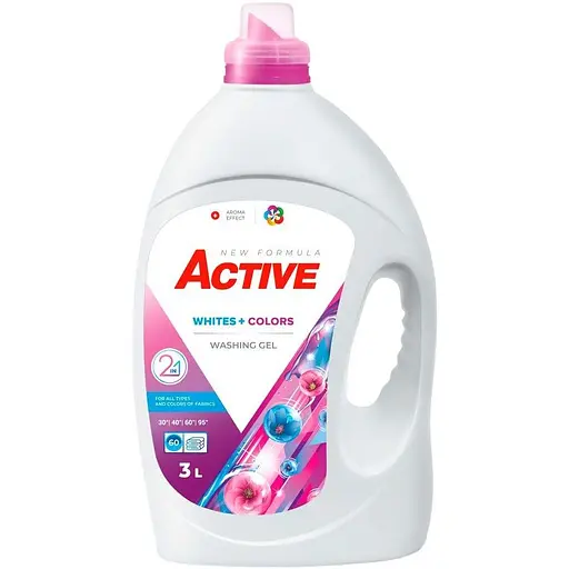 Гель для прання Active Whites + Colors з ароматом свіжості 3 л