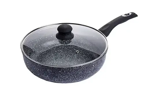 Универсальная сковорода для жарки Benson BN-520 28*8 см с гранитным покрытием с крышкой - фото 2