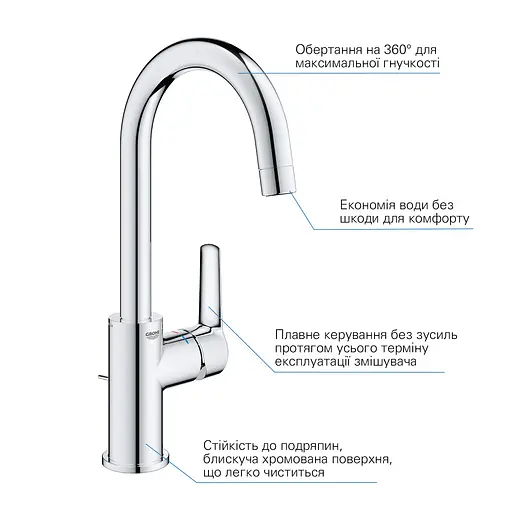 Змішувач для раковини Grohe QuickFix Start L-Size 24203002, Хром - фото 6