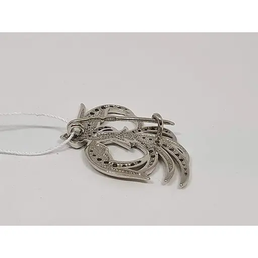 Срібна брошка Ірій Фенікс з фіанітами. 9516 - фото 2