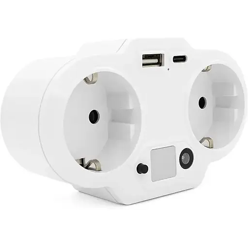 Розетка двойник Voltronic с заземлением HHT609W, USB+Type-C, 3.4А, зашита от перегрузки, White