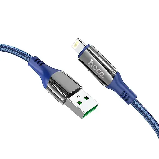 Кабель Hoco S51 USB - Lightning Extreme charging data cable с дисплеем 1.2 м синий - фото 1