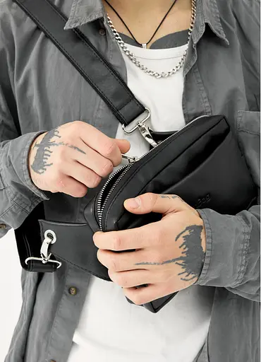 Мужская сумка бананка Sambag HARVI черная 24 × 16 × 6 см (88213101m) - фото 10