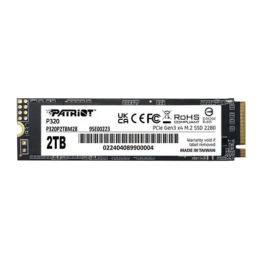 SSD диск M.2 Patriot P320 2TB NVMe 2280 Gen3.0 x4 3D TLC P320P2TBM28 - фото 2