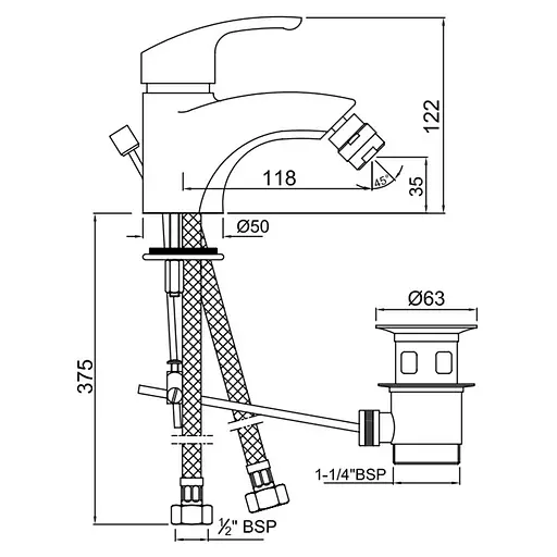 Змішувач для біде Jaquar Eko EKO-CHR-33213B Хром - фото 2