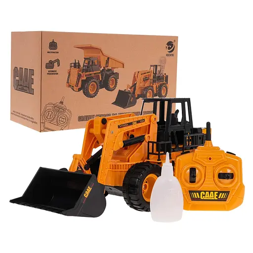 Бульдозер на управлінні з вогнями та димом жовтий
