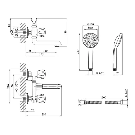 Змішувач для ванни Kroner KRM Hamburg - C060 (CV014913) - фото 7