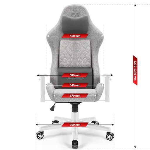 Компьютерное кресло Hell's Chair HC-1006 Grey-White ткань - фото 9