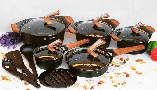 Набір каструль з кришками та сковорідкою Edenberg EB-9184, 15 предметів із мармуровим покриттям - фото 5