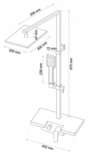 Душова система Rea Lucas хром з виливом та полицею REA-P0221, Хром - фото 4