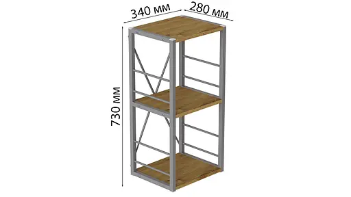 Етажерка 3/34 Ferrum-decor Серії Коннект 73x34x28 сірий ДСП Дуб Артізан 16мм (FRD-104303) - фото 5
