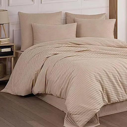 Постільна білизна MERISET Бежева Бязь страйп Двоспальна 560796-2