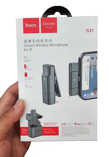 Бездротовий петличний мікрофон із зарядним кейсом Hoco S31 Lightning Темно-сірий - фото 8