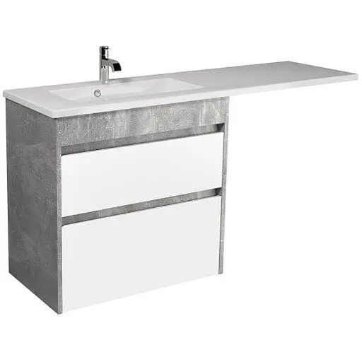 Тумба Мойдодир Polo Loft 80-U Adam 140 L Сірий з крилом над пральною машиною Цемент матовий - фото 1