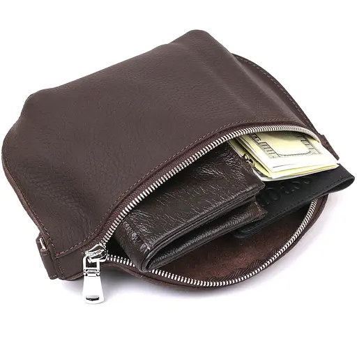 Шкіряна жіноча сумка бананка Shvigel 23х13х5 см sum0020168 - фото 4