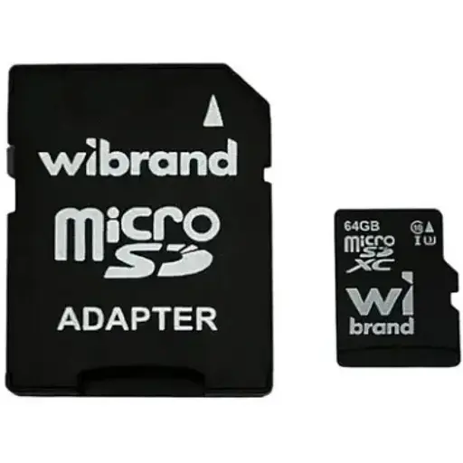 Карта памяти Wibrand microSDXC, 64Gb, Class10 UHS-I U3, адаптер SD (WICDXU3/64GB-A) - фото 1