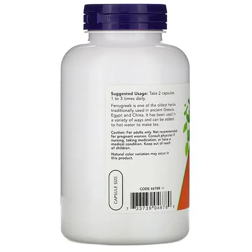 Натуральна добавка NOW Fenugreek 500 mg, 250 капсул - фото 3