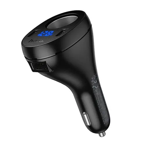 Автомобільний зарядний пристрій Hoco Z61 Correct three-port cigarette lighter car charger Чорний - фото 1