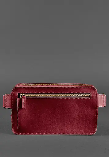 Шкіряна поясна сумка Dropbag Maxi бордова Krast - фото 3