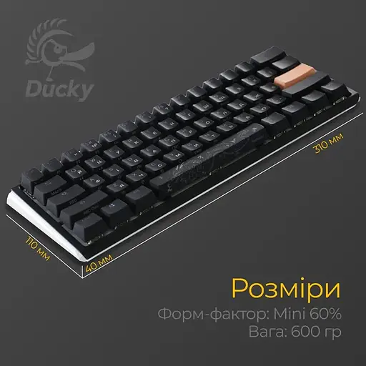 Клавіатура Ducky One 3 Mini Cherry MX Speed Silver RGB Black DKON2161ST-PUAPXCLAWSC1 UA (125716) - фото 3