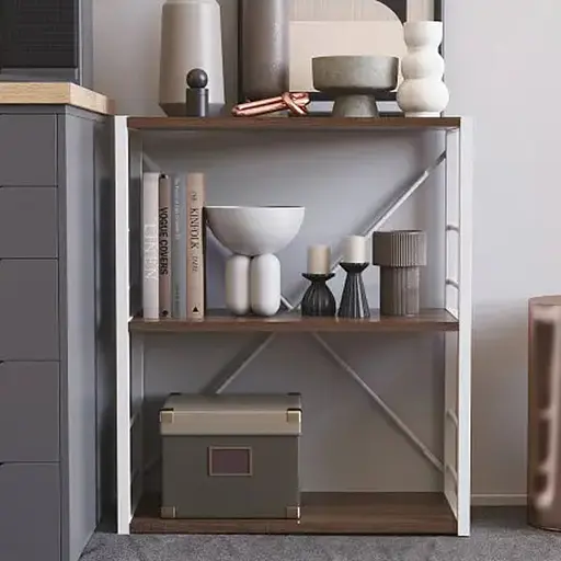 Этажерка 3/60 Ferrum-decor Серии Коннект 73x60x28 белый ДСП Дуб Сонома Трюфель 16мм (FRD-104264)