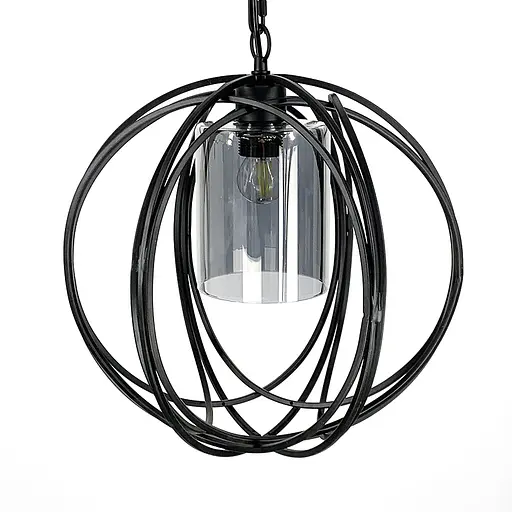 Підвіс Лофт у чорному корпусі форми плетеної сфери Line.F Колір плафона Графітовий - фото 6