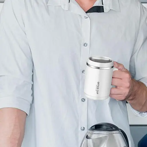 Кружка office cup 500 мл для кофе чая с вакуумной изоляцией нержавеющая сталь 304/PP white - фото 3