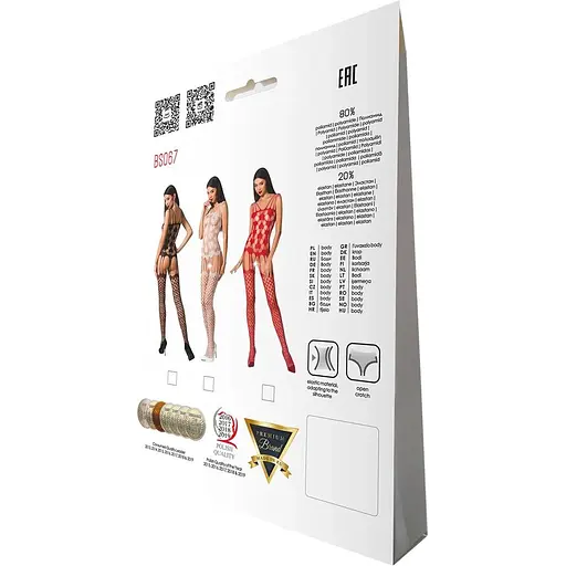 Бодістокінг Passion BS067 Red, комбінезон, імітація панчох і топа на бретелях - фото 6