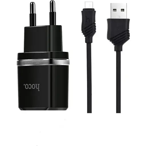Набор зарядного кабеля Hoco и Micro cable C12 2 USB порт - фото 1
