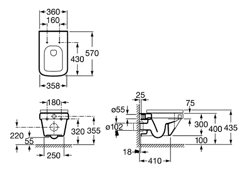 Унитаз подвесной ROCA Dama-N A346787000, Белый - фото 2