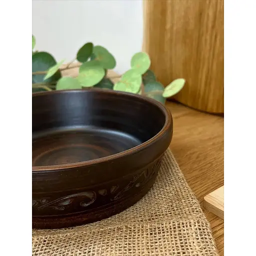 Миска під бануш керамічна (глиняна) різьблена Декор 1.1 л - фото 3