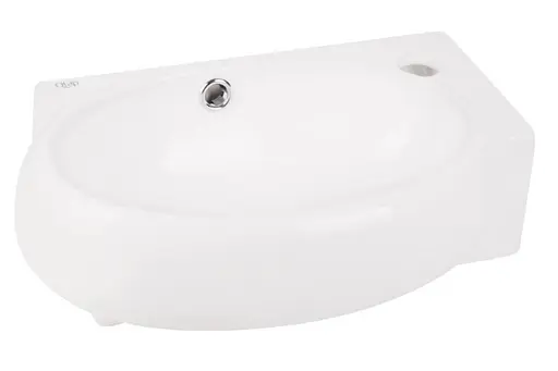 Комплект Qtap Leo: Раковина підвісна овальна права 430x285x160 мм White + Донний клапан PU02O (QT11115011RWN47333) - фото 3