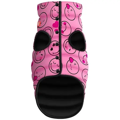 Курточка для собак Waudog Clothes малюнок "Смайли на рожевому", L55, В 77-80 см, С 50-55 см