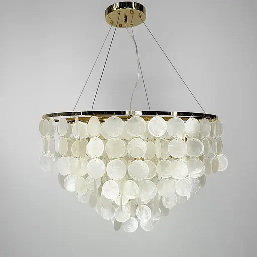 Круглая золотая люстра ATHELIA с перламутровыми пластинами Ø 60 см | Ст. 1537-600 GD | Line F - фото 9