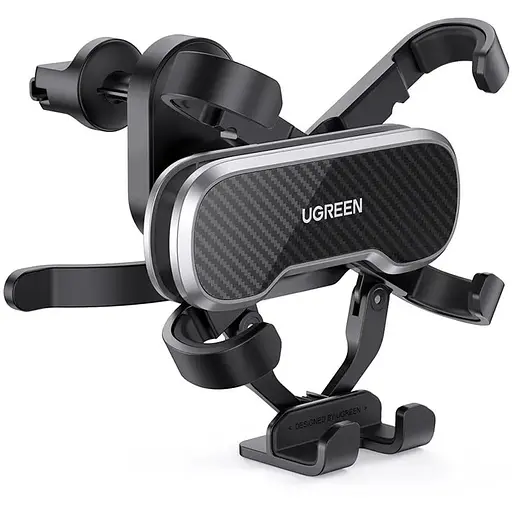 Автодержатель для телефона Ugreen LP228 Gravity Drive Air Vent Car Mount Phone Holder With Arc-Shaped mounting clip черный - фото 1