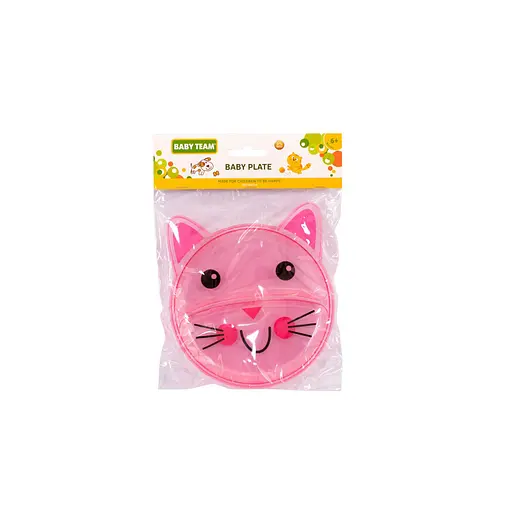 Дитяча секційна тарілочка "Кіт" 6000_кіт_рожевий - фото 2