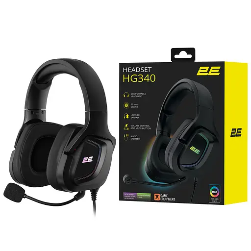 Гарнітура ігрова HG340, mini-jack/dual 3.5 мм, RGB, 2м, чорний 2E Gaming teh0013109 - фото 3