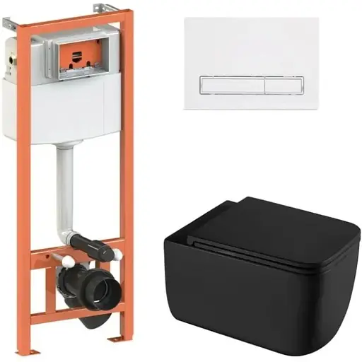 Набір Q-tap Nest 4 в 1 підвісний унітаз Gemini Ultra Quiet 530х365х373 + комплект інсталяції QT2533076EUQMB46171 - фото 1