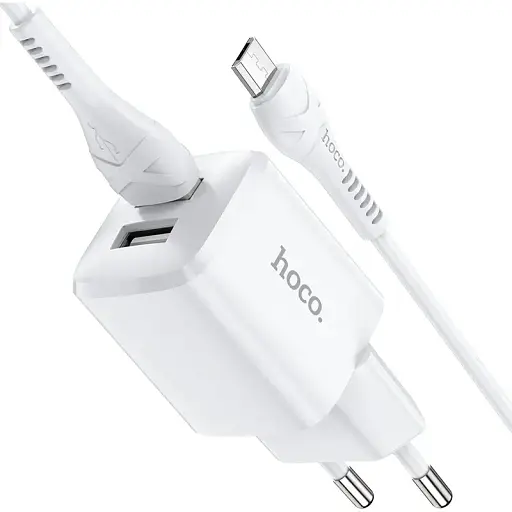 Зарядний пристрій Hoco N8 Briar dual port charger set з кабелем Micro USB - 2USB біле - фото 1