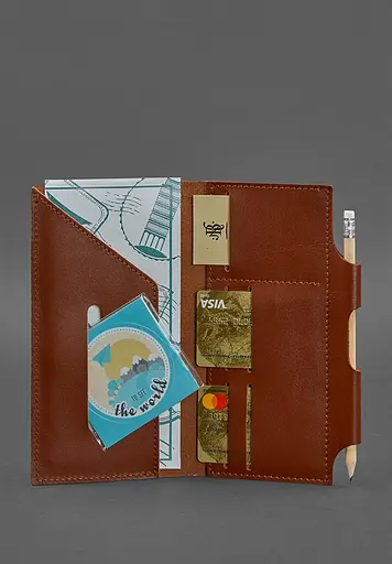 Кожаный тревел-кейс 3.0 светло-коричневый с мандалой краст - фото 3