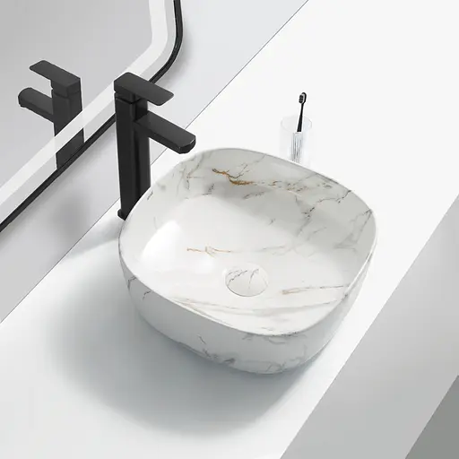 Умивальник накладний Mixxus Premium Diverse-0104 marble 370x370x135 мм MP6537, Мармур - фото 3