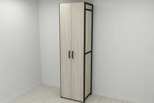 Шафа Гардероб Уні секція 6 серії Конект Ferrum-decor 220x60x50см Чорний метал ДСП Дуб Сонома 16 мм (FRD-104573) - фото 2