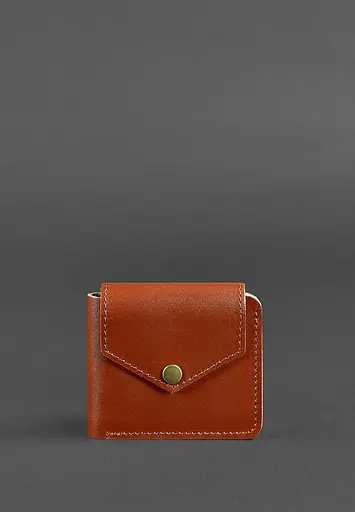 Кожаное портмоне 4.2 на кнопке светло-коричневое. - фото 2